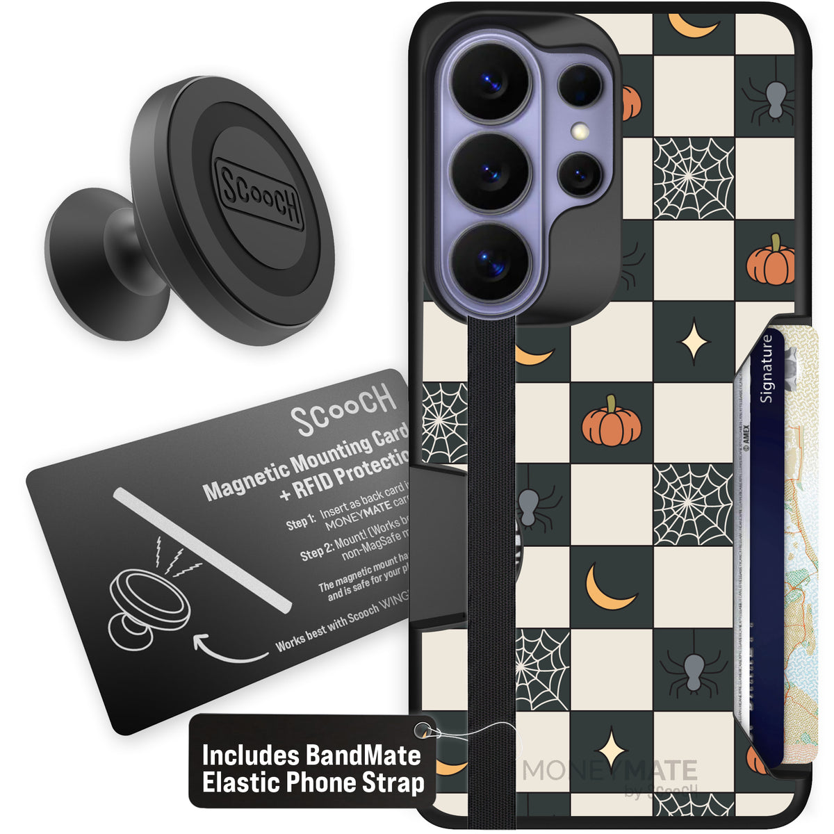 Scooch Moneymate Spooky Squares starter bundle featuring the original Spooky Squares print