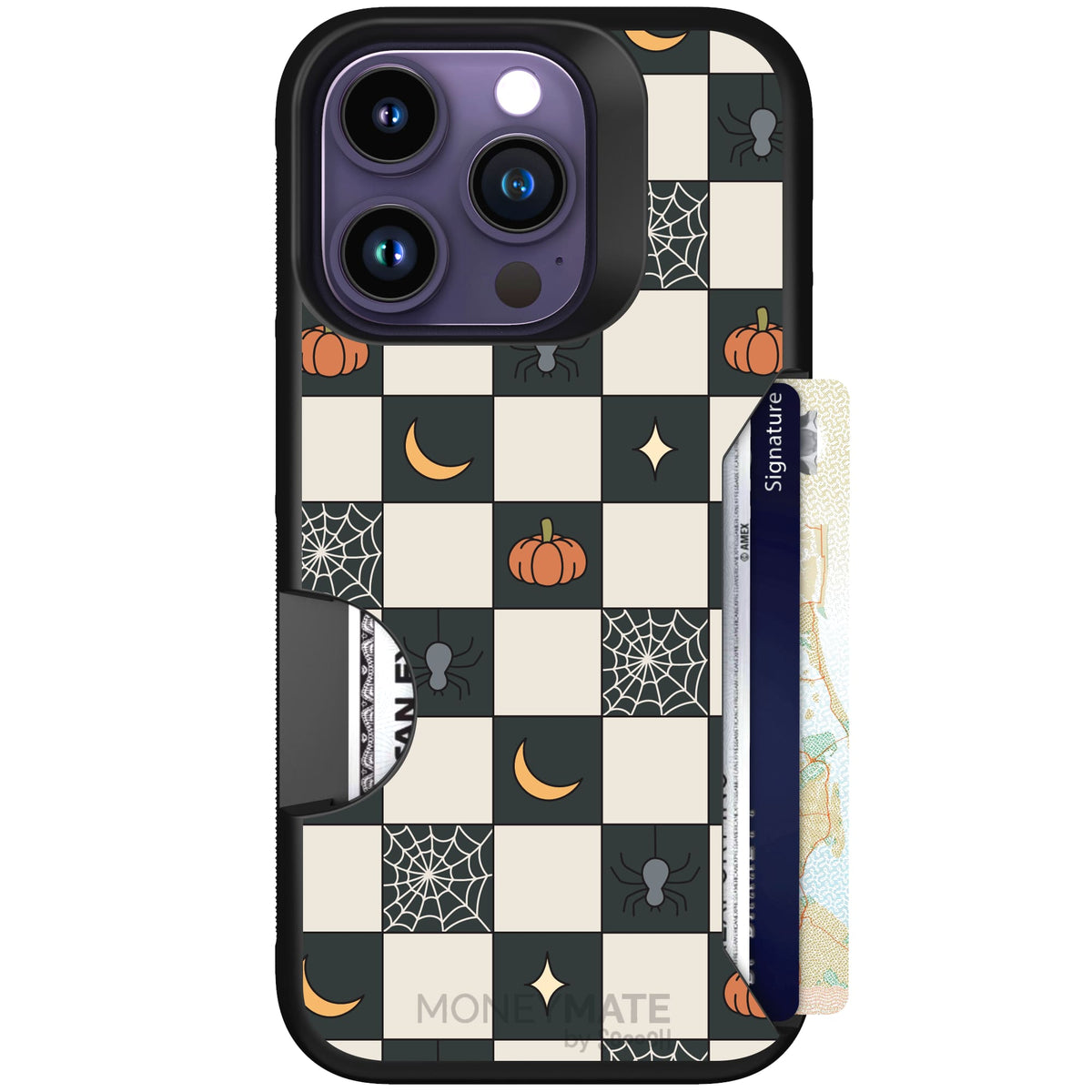 Scooch Moneymate Spooky Squares case featuring the original Spooky Squares print