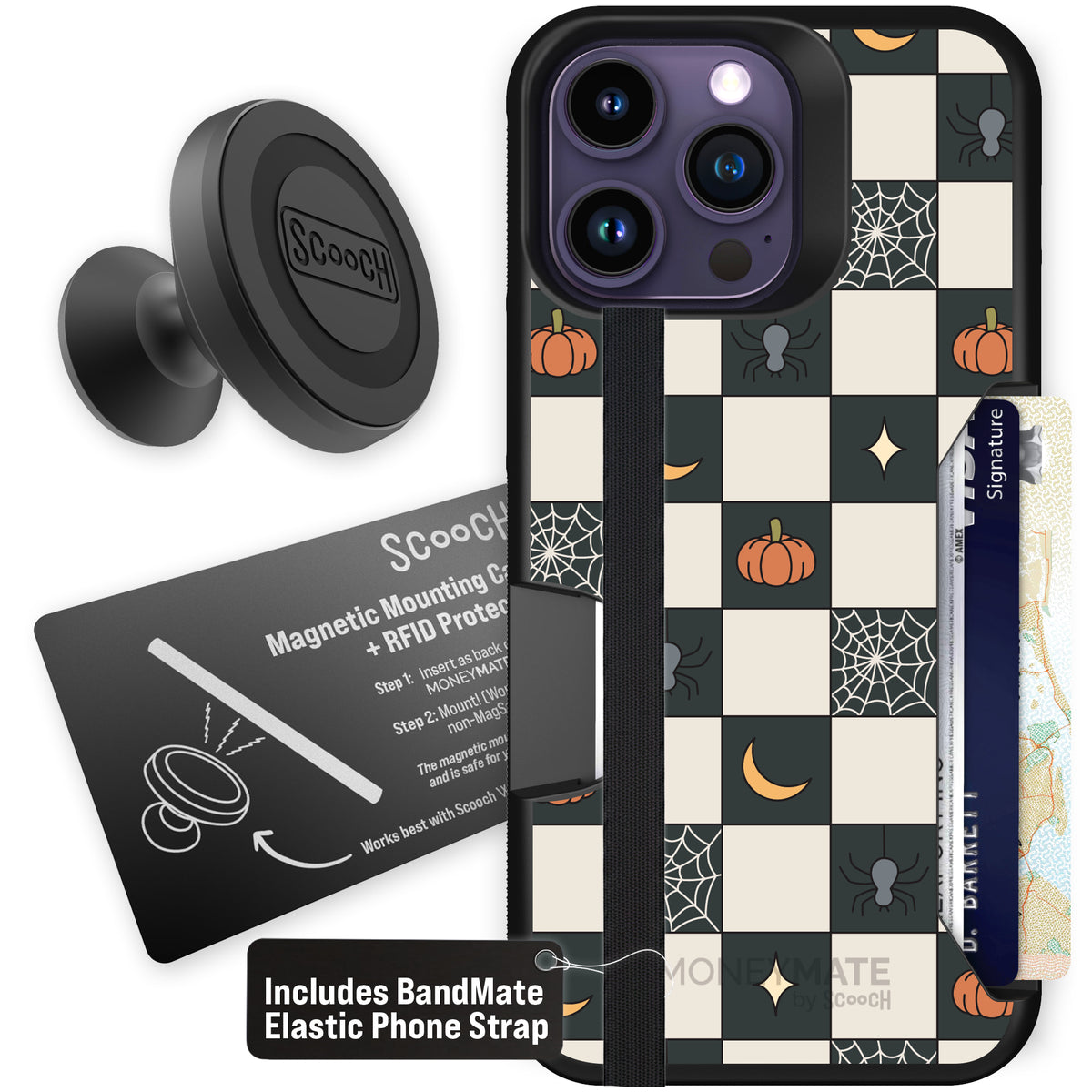 Scooch Moneymate Spooky Squares starter bundle featuring the original Spooky Squares print