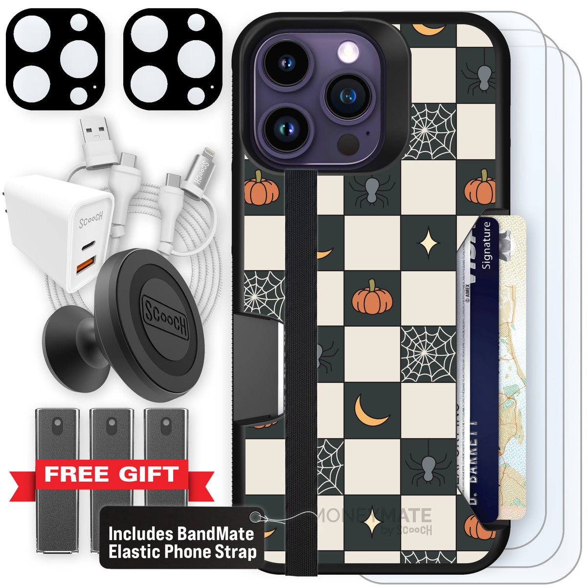 Scooch Moneymate Spooky Squares ultimate bundle featuring the original Spooky Squares print
