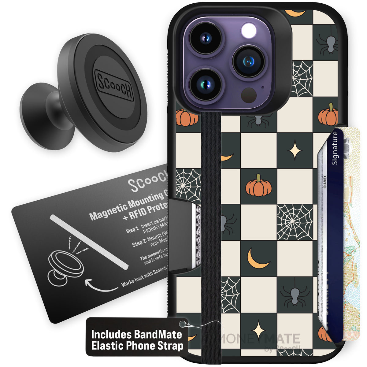 Scooch Moneymate Spooky Squares starter bundle featuring the original Spooky Squares print
