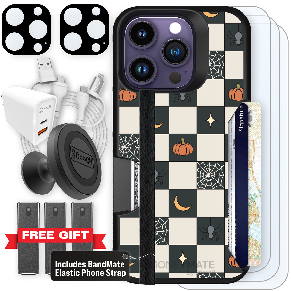 Scooch Moneymate Spooky Squares ultimate bundle featuring the original Spooky Squares print