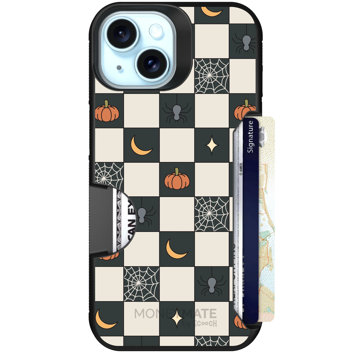 Scooch Moneymate Spooky Squares case featuring the original Spooky Squares print