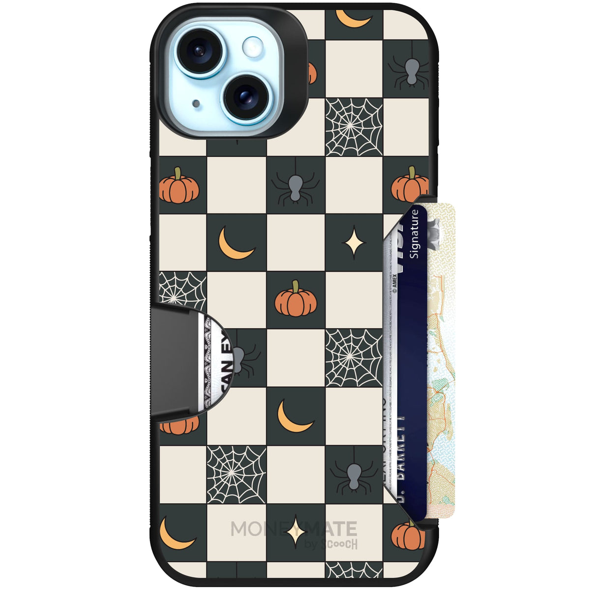 Scooch Moneymate Spooky Squares case featuring the original Spooky Squares print