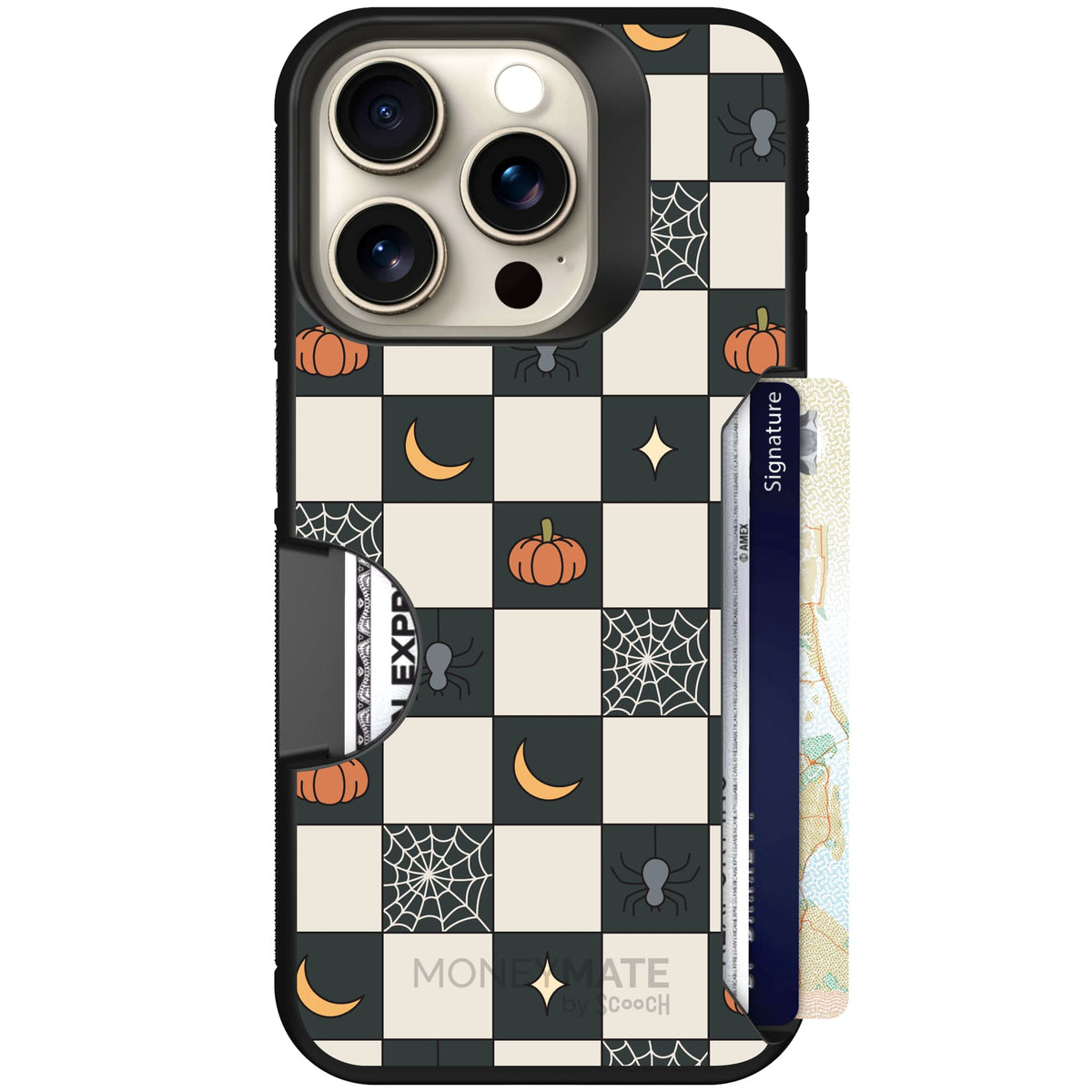 Scooch Moneymate Spooky Squares case featuring the original Spooky Squares print