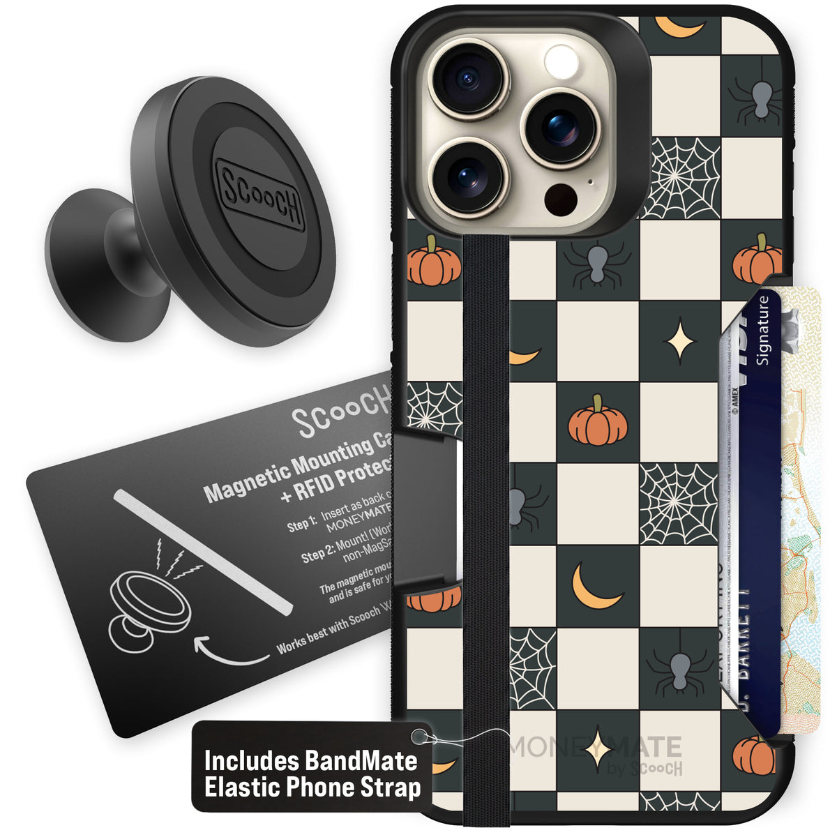 Scooch Moneymate Spooky Squares starter bundle featuring the original Spooky Squares print