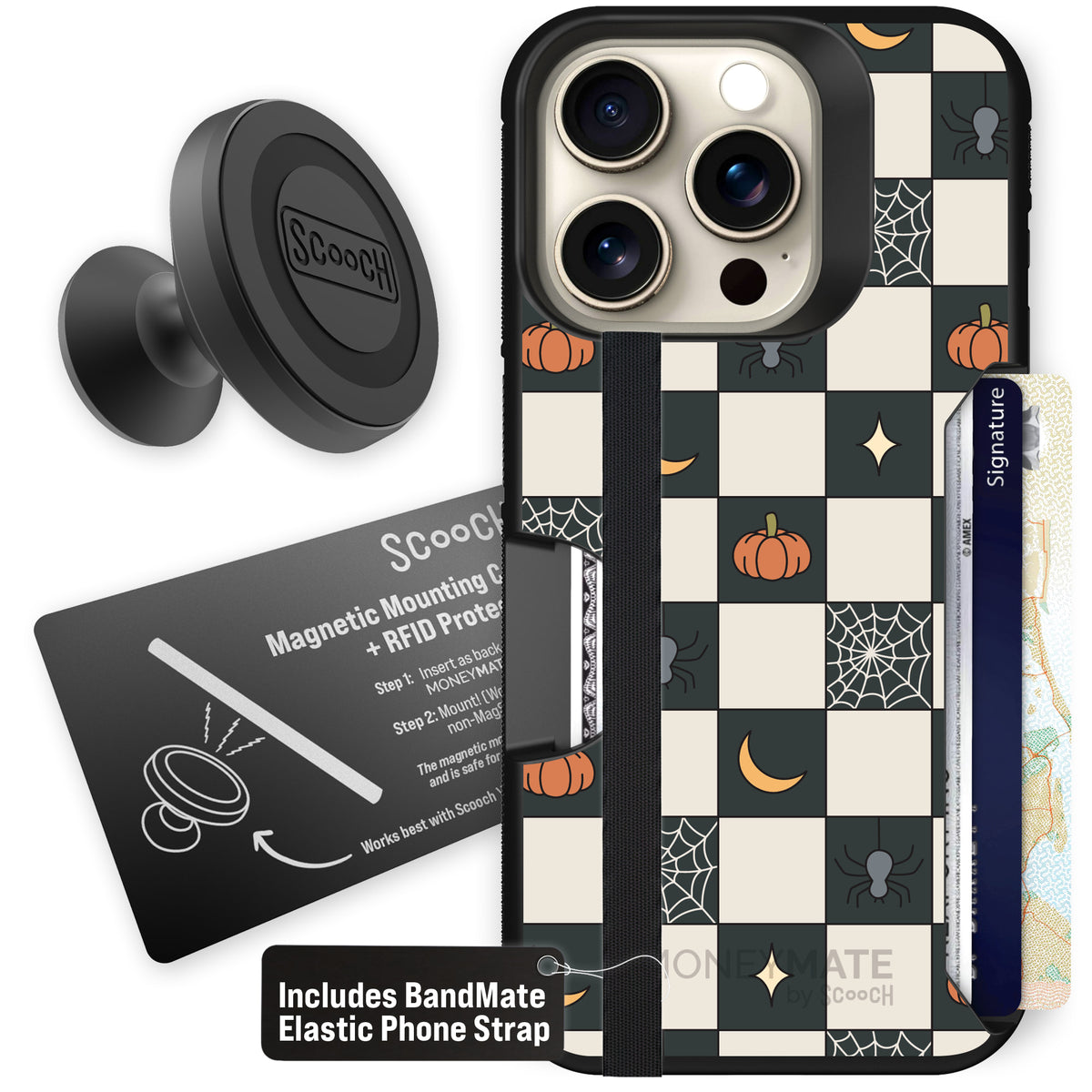 Scooch Moneymate Spooky Squares starter bundle featuring the original Spooky Squares print