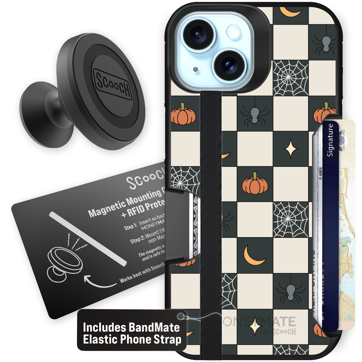 Scooch Moneymate Spooky Squares starter bundle featuring the original Spooky Squares print