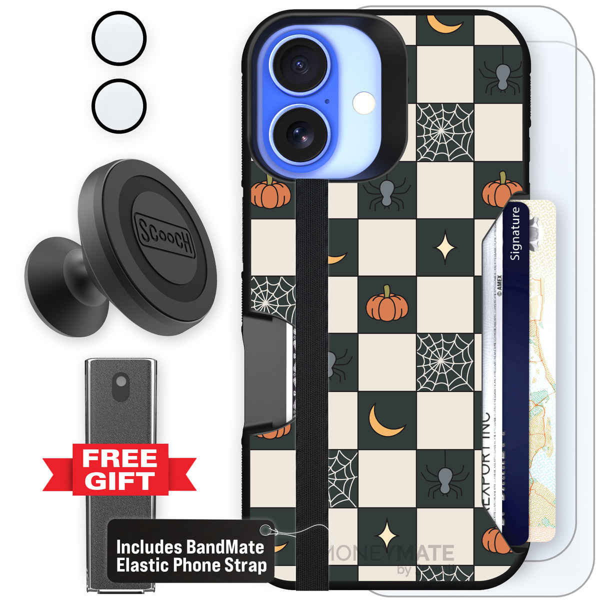 Scooch Moneymate Spooky Squares defender bundle featuring the original Spooky Squares print