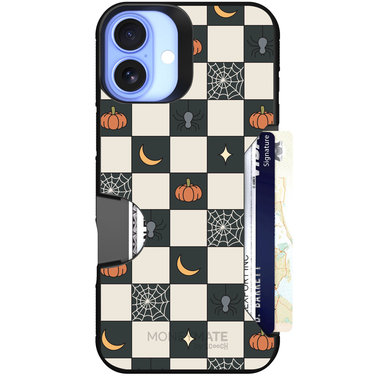 Scooch Moneymate Spooky Squares case featuring the original Spooky Squares print