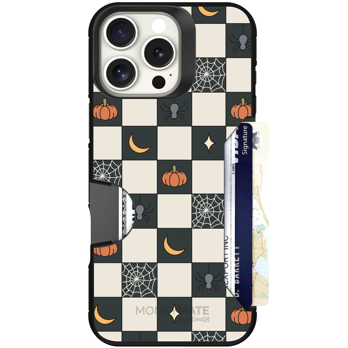 Scooch Moneymate Spooky Squares case featuring the original Spooky Squares print