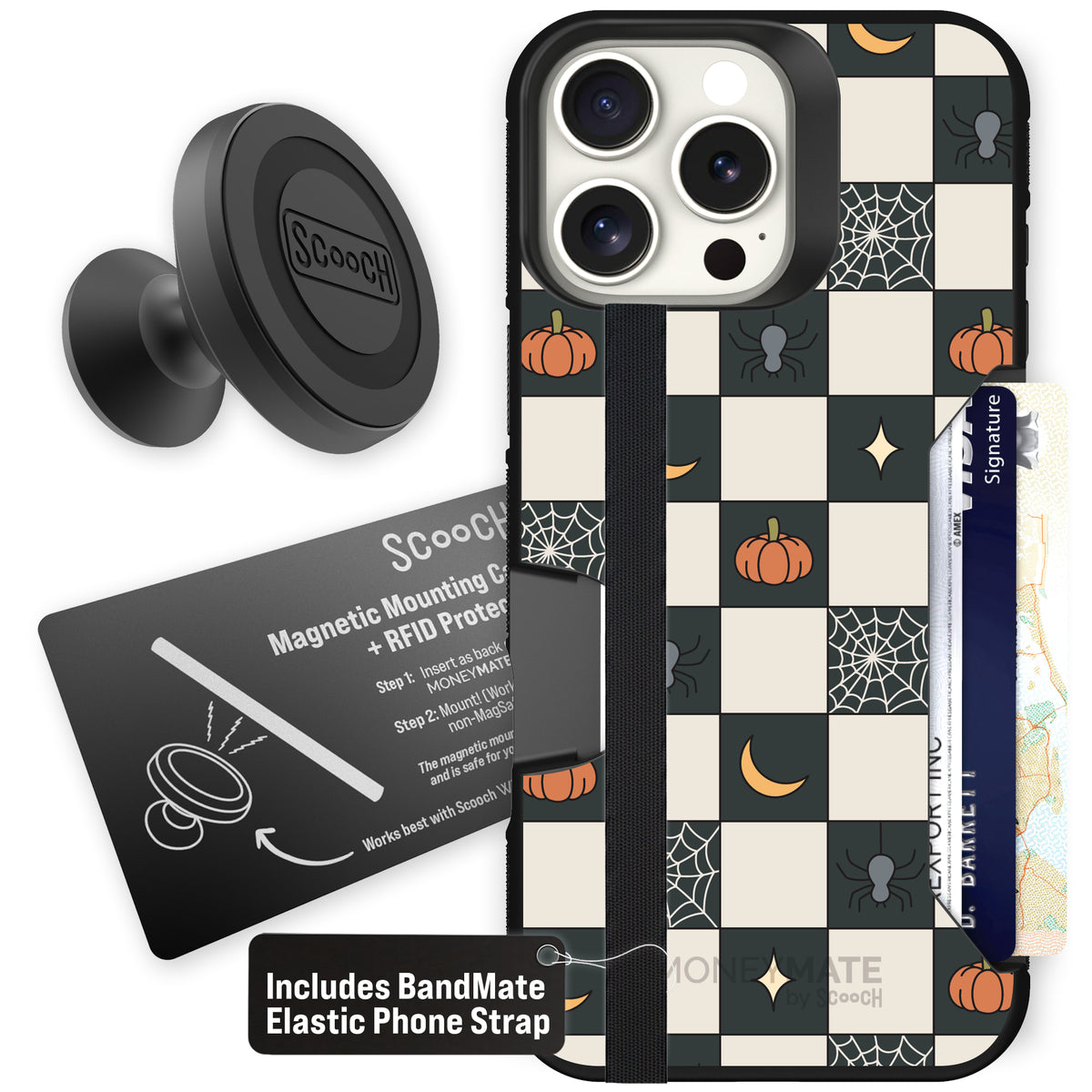 Scooch Moneymate Spooky Squares starter bundle featuring the original Spooky Squares print