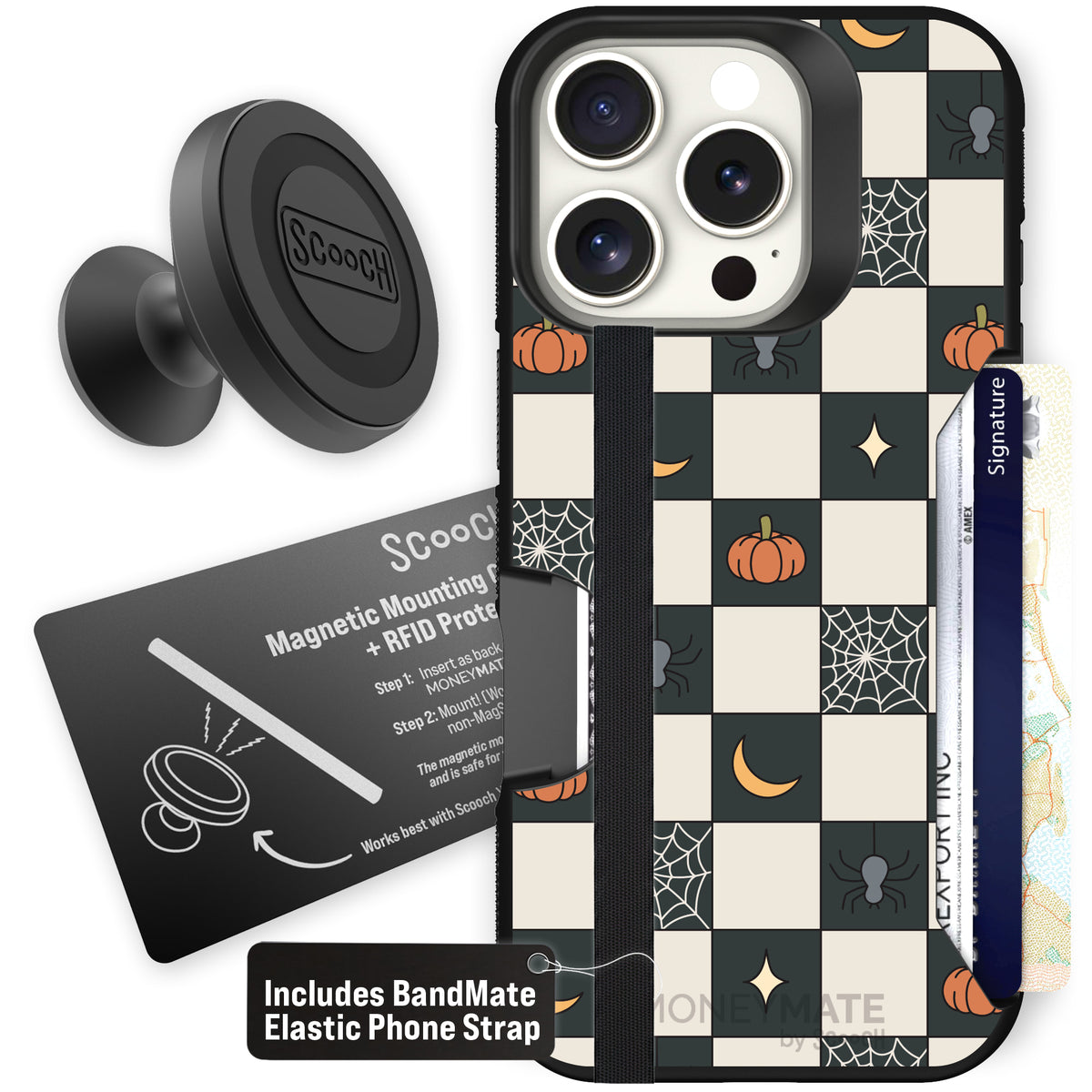 Scooch Moneymate Spooky Squares starter bundle featuring the original Spooky Squares print