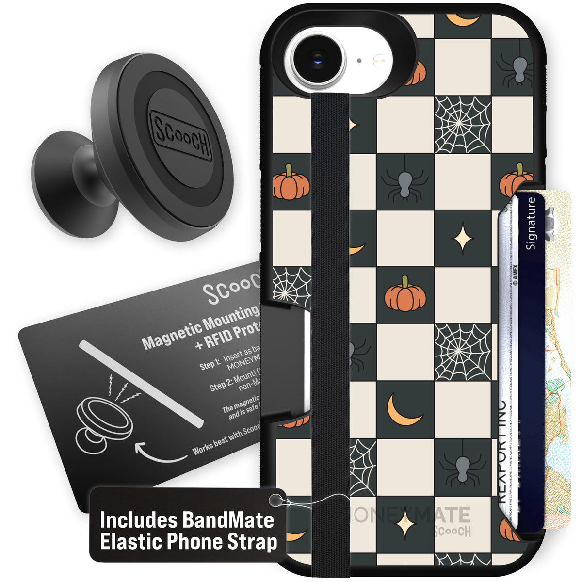 Scooch Moneymate Spooky Squares starter bundle featuring the original Spooky Squares print