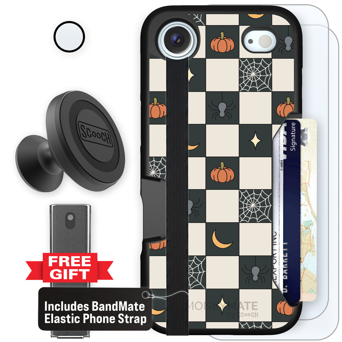 Scooch Moneymate Spooky Squares defender bundle featuring the original Spooky Squares print