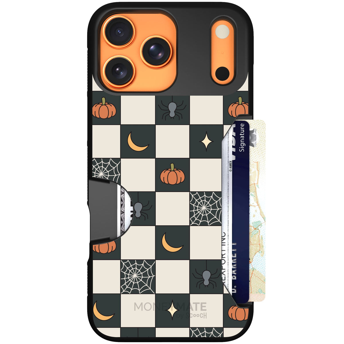 Scooch Moneymate Spooky Squares case featuring the original Spooky Squares print