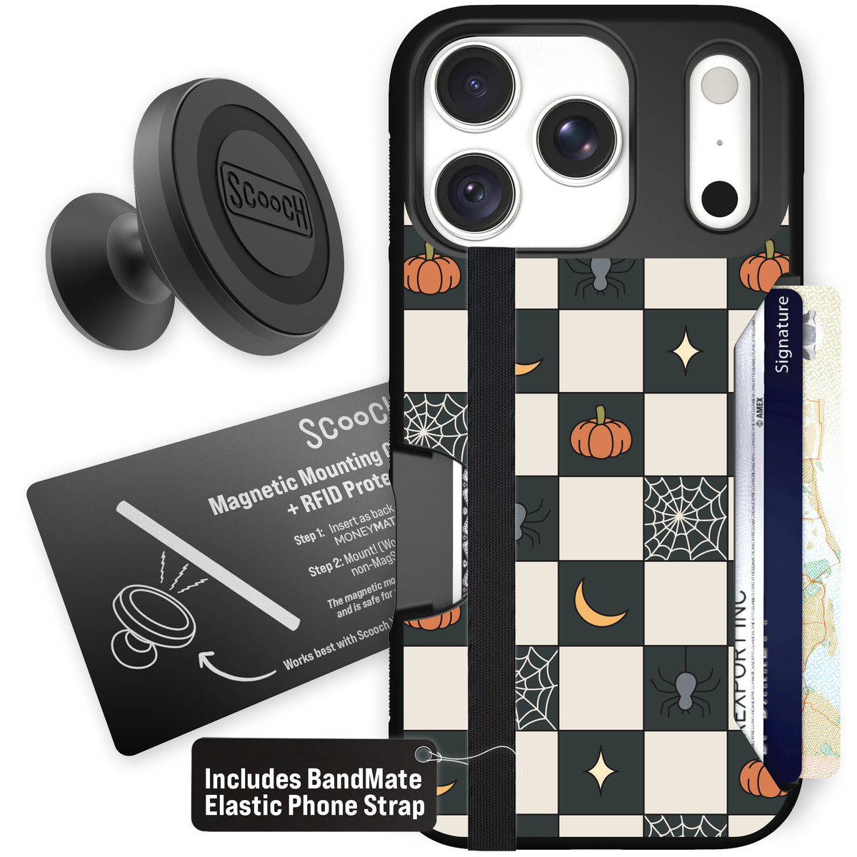 Scooch Moneymate Spooky Squares starter bundle featuring the original Spooky Squares print