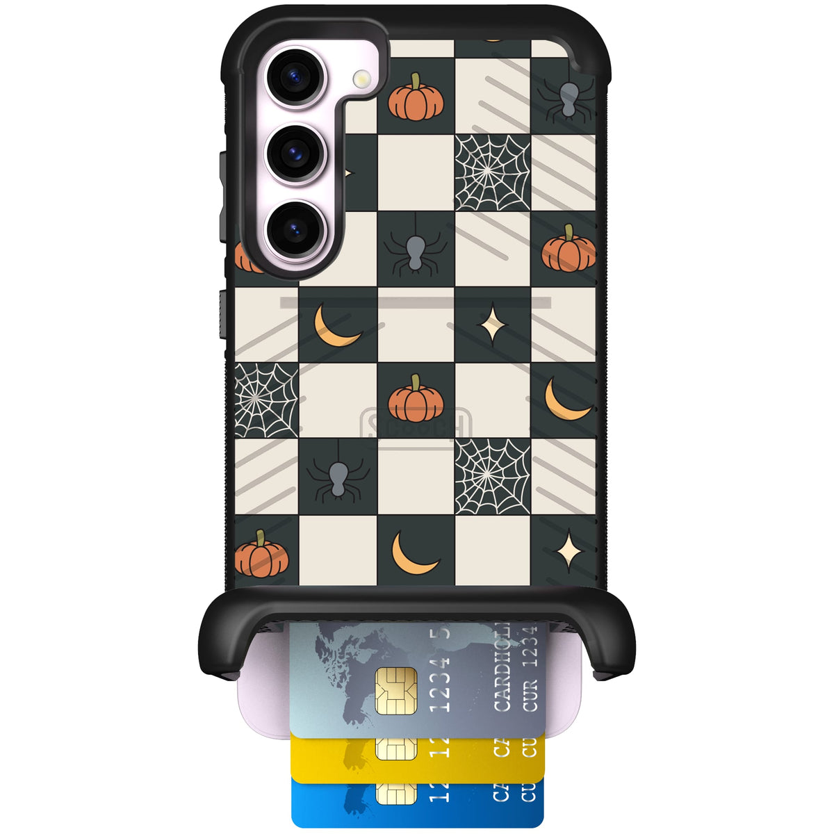 Scooch Wingmate Spooky Squares case featuring the original Spooky Squares print