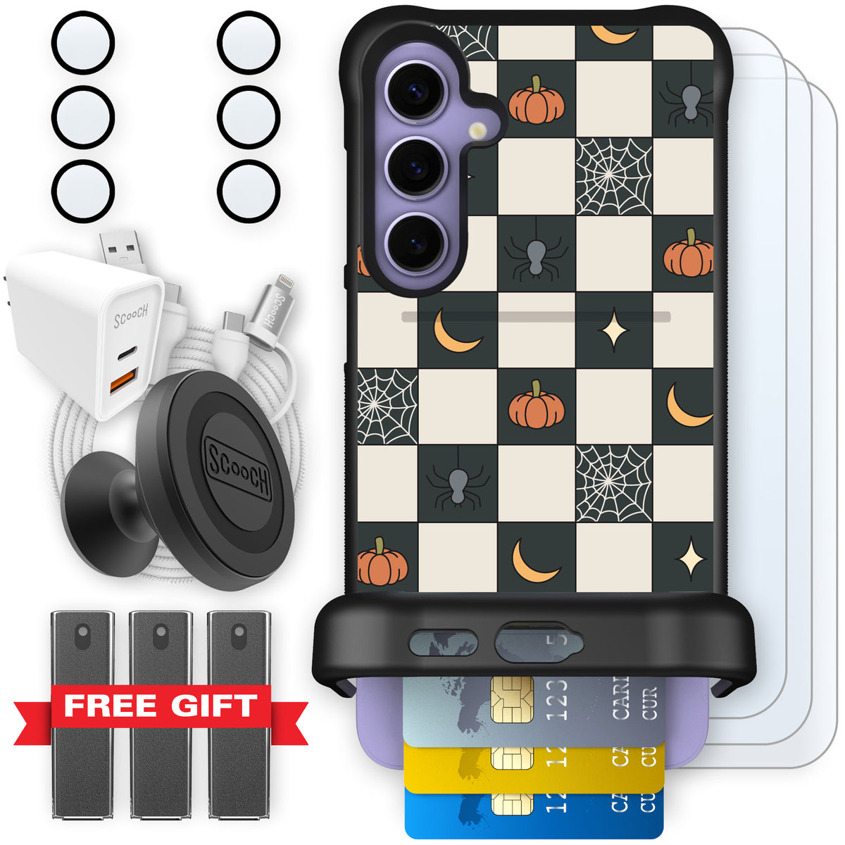 Scooch Wingmate Spooky Squares ultimate bundle featuring the original Spooky Squares print