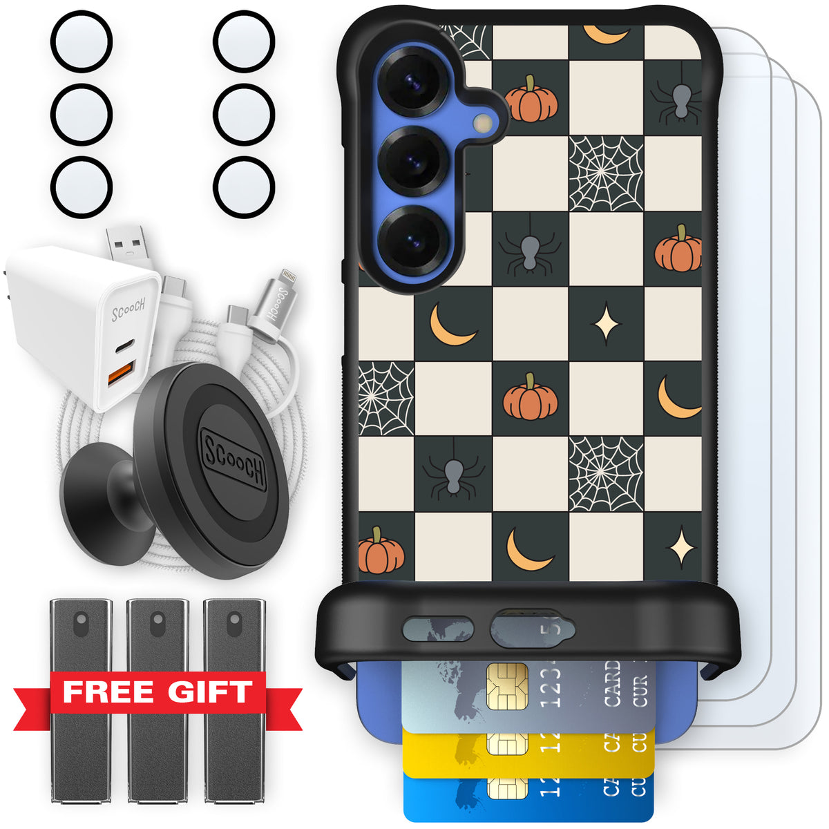 Scooch Wingmate Spooky Squares ultimate bundle featuring the original Spooky Squares print