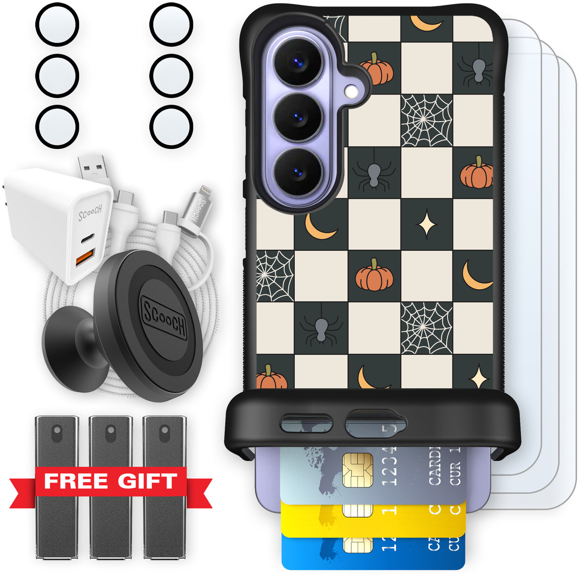 Scooch Wingmate Spooky Squares ultimate bundle featuring the original Spooky Squares print