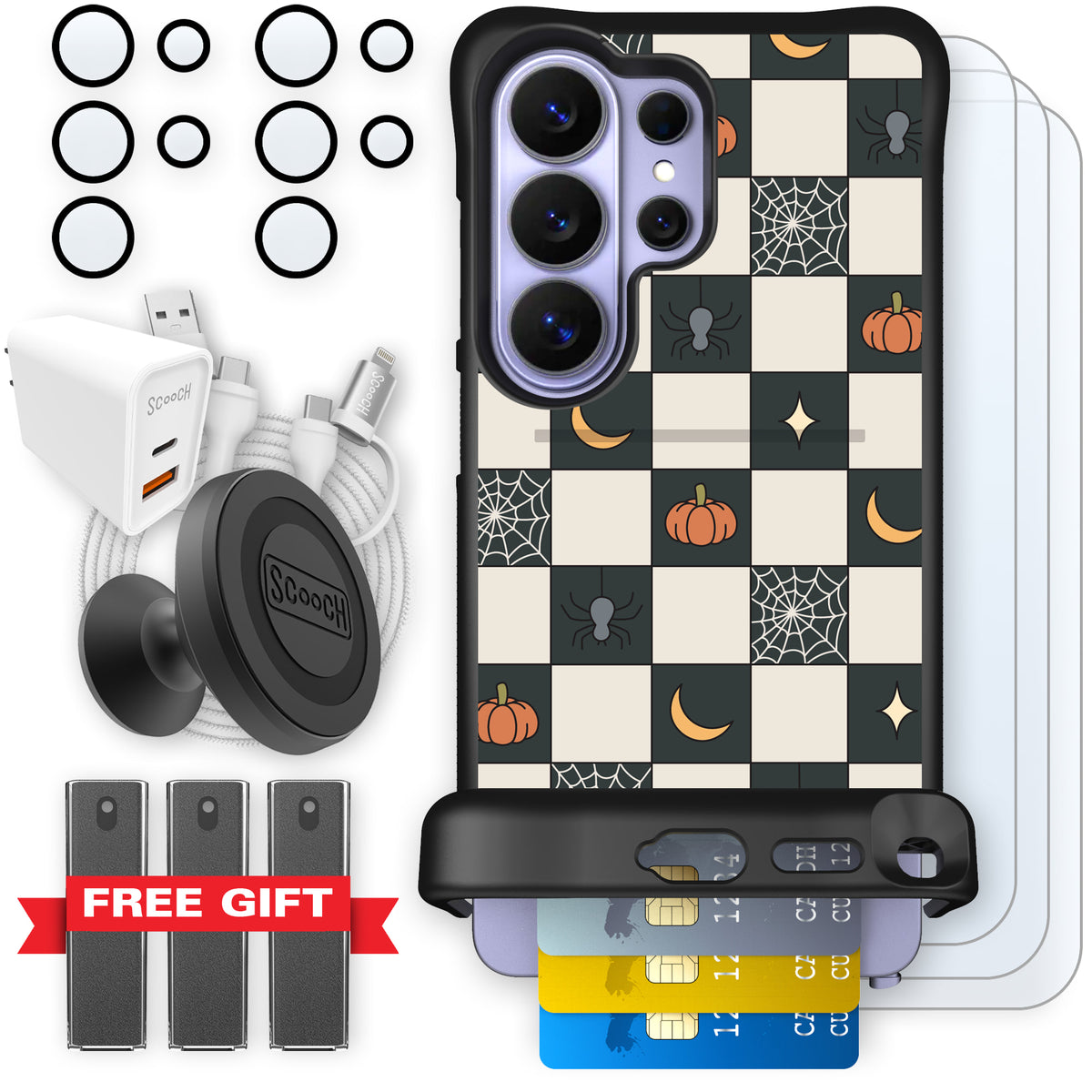 Scooch Wingmate Spooky Squares ultimate bundle featuring the original Spooky Squares print