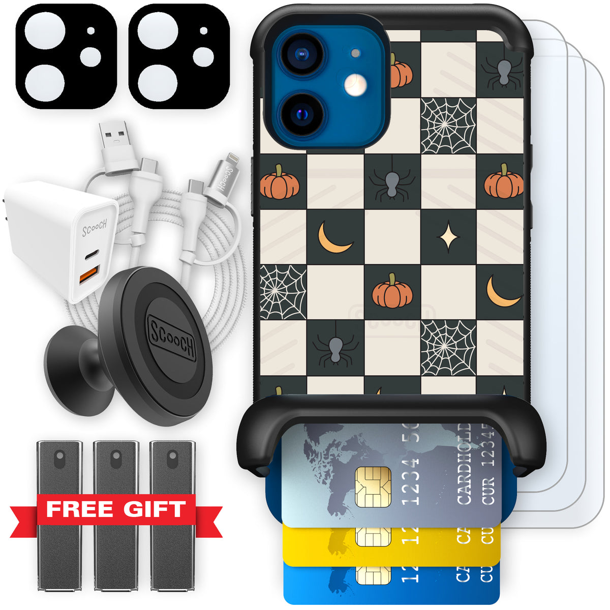 Scooch Wingmate Spooky Squares ultimate bundle featuring the original Spooky Squares print
