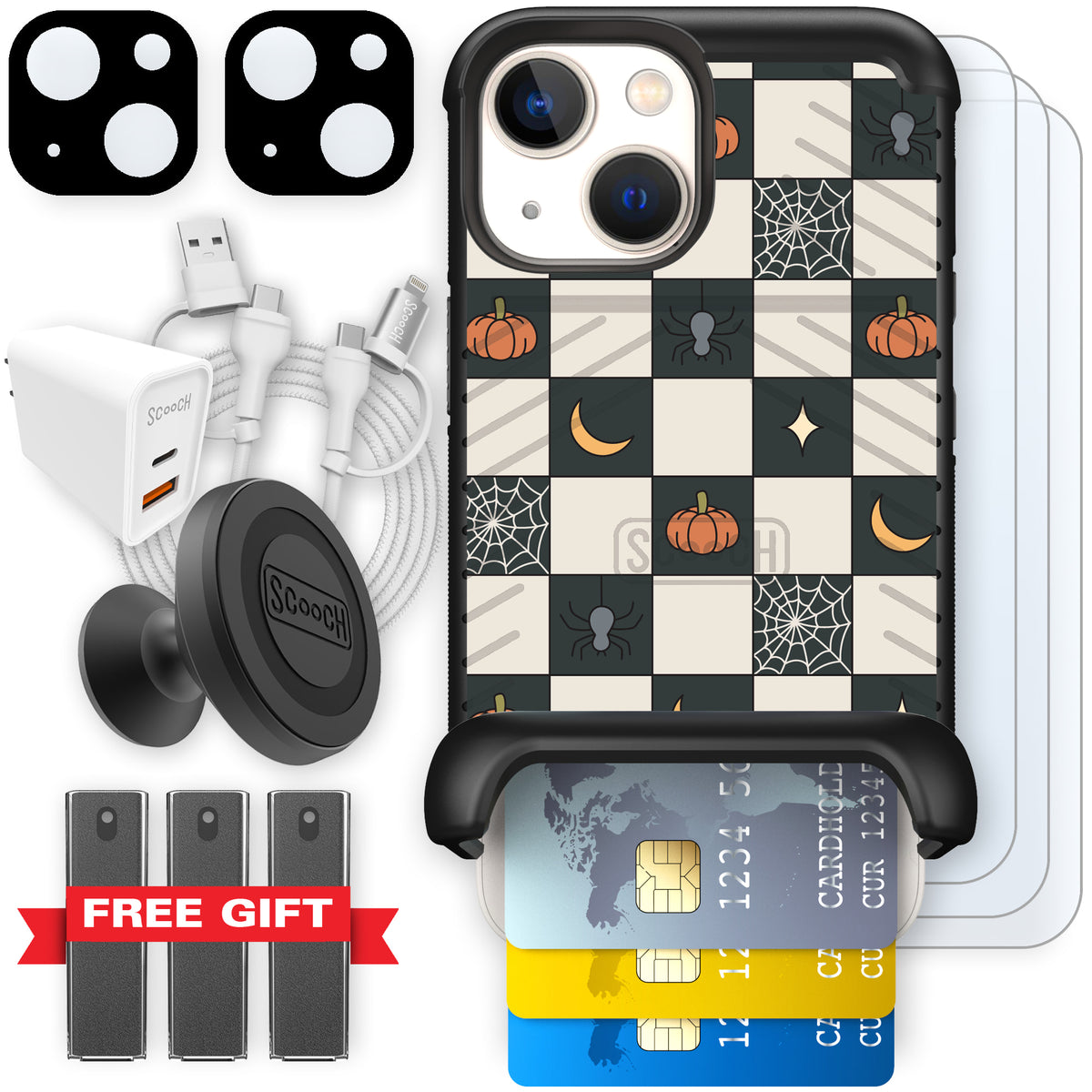 Scooch Wingmate Spooky Squares ultimate bundle featuring the original Spooky Squares print