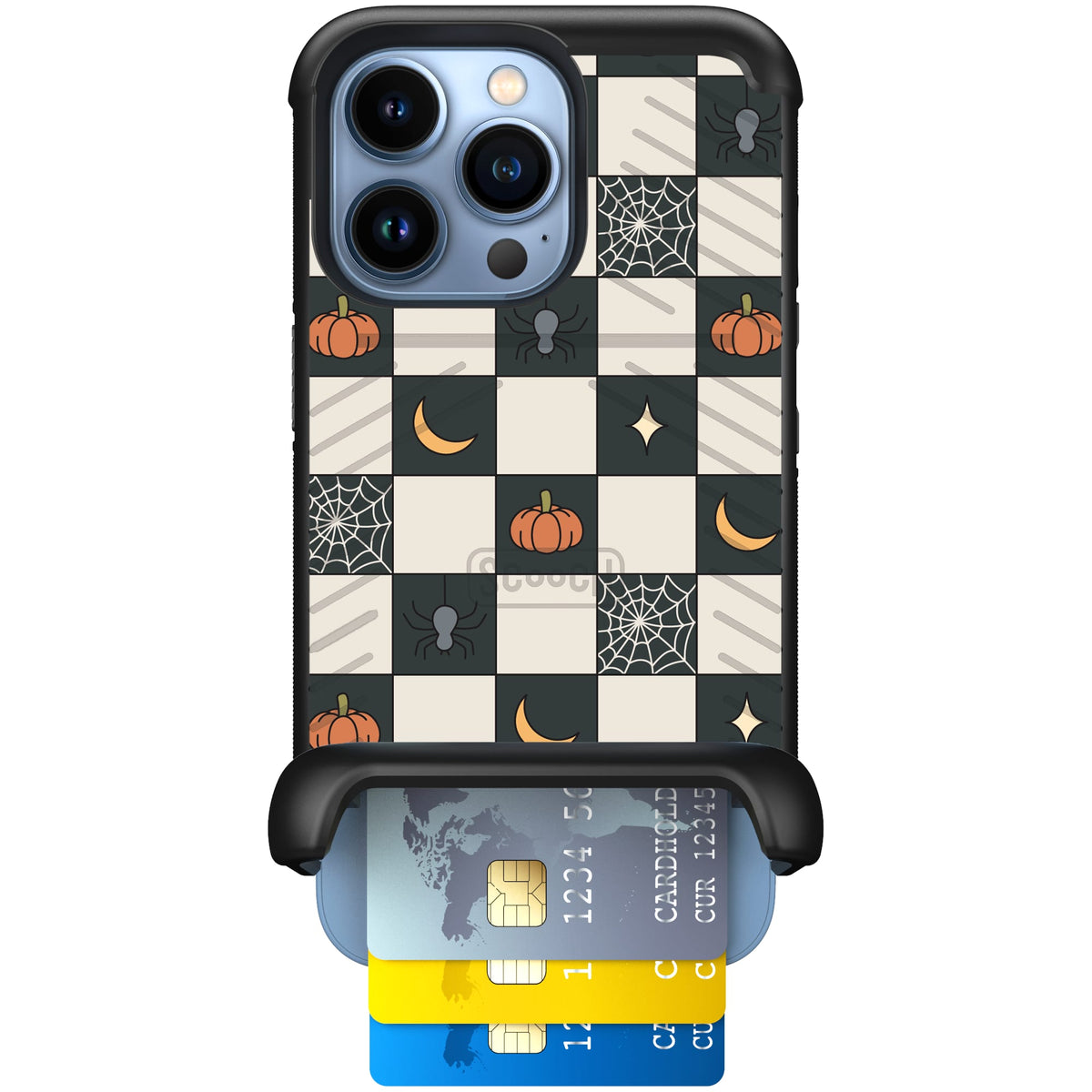 Scooch Wingmate Spooky Squares case featuring the original Spooky Squares print