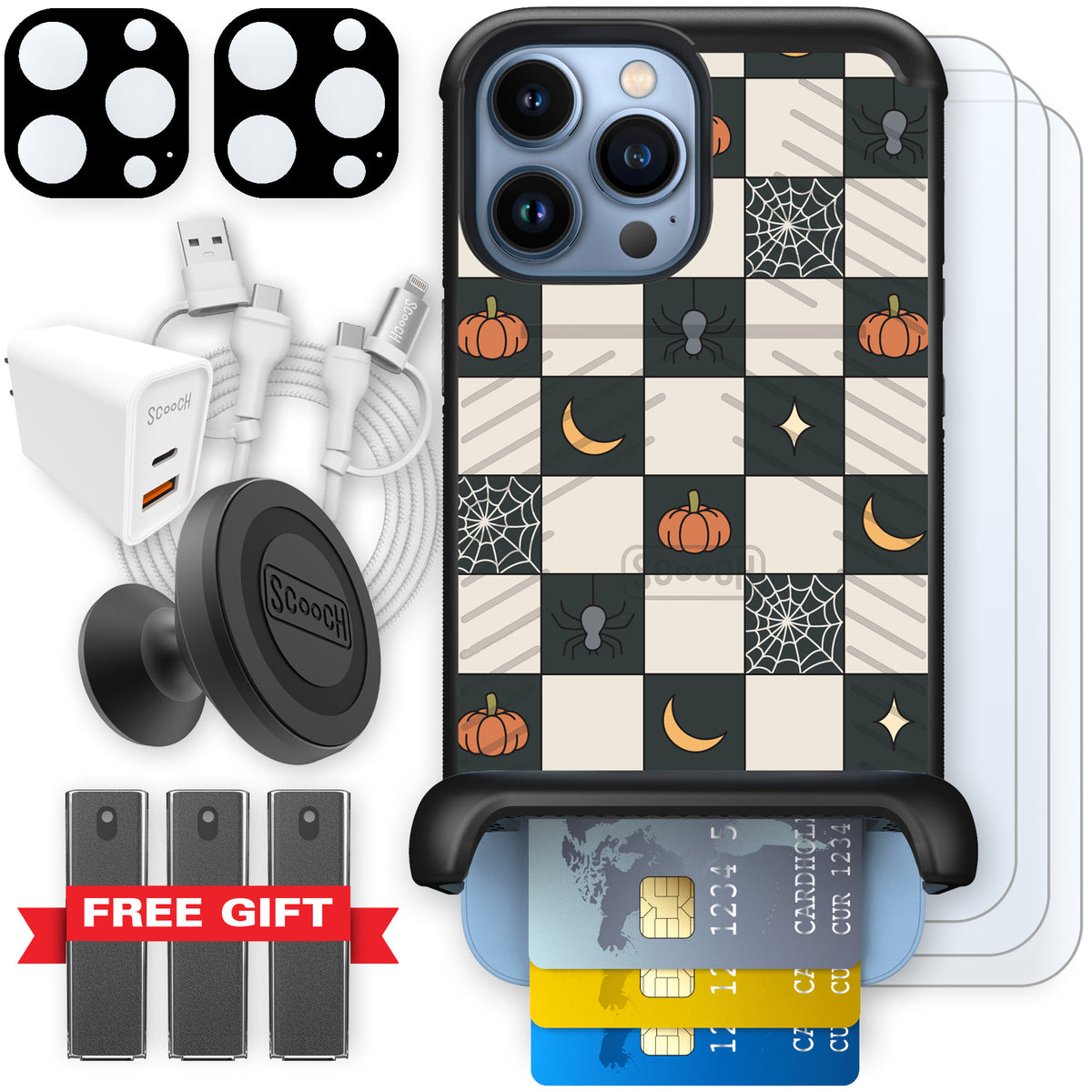 Scooch Wingmate Spooky Squares ultimate bundle featuring the original Spooky Squares print