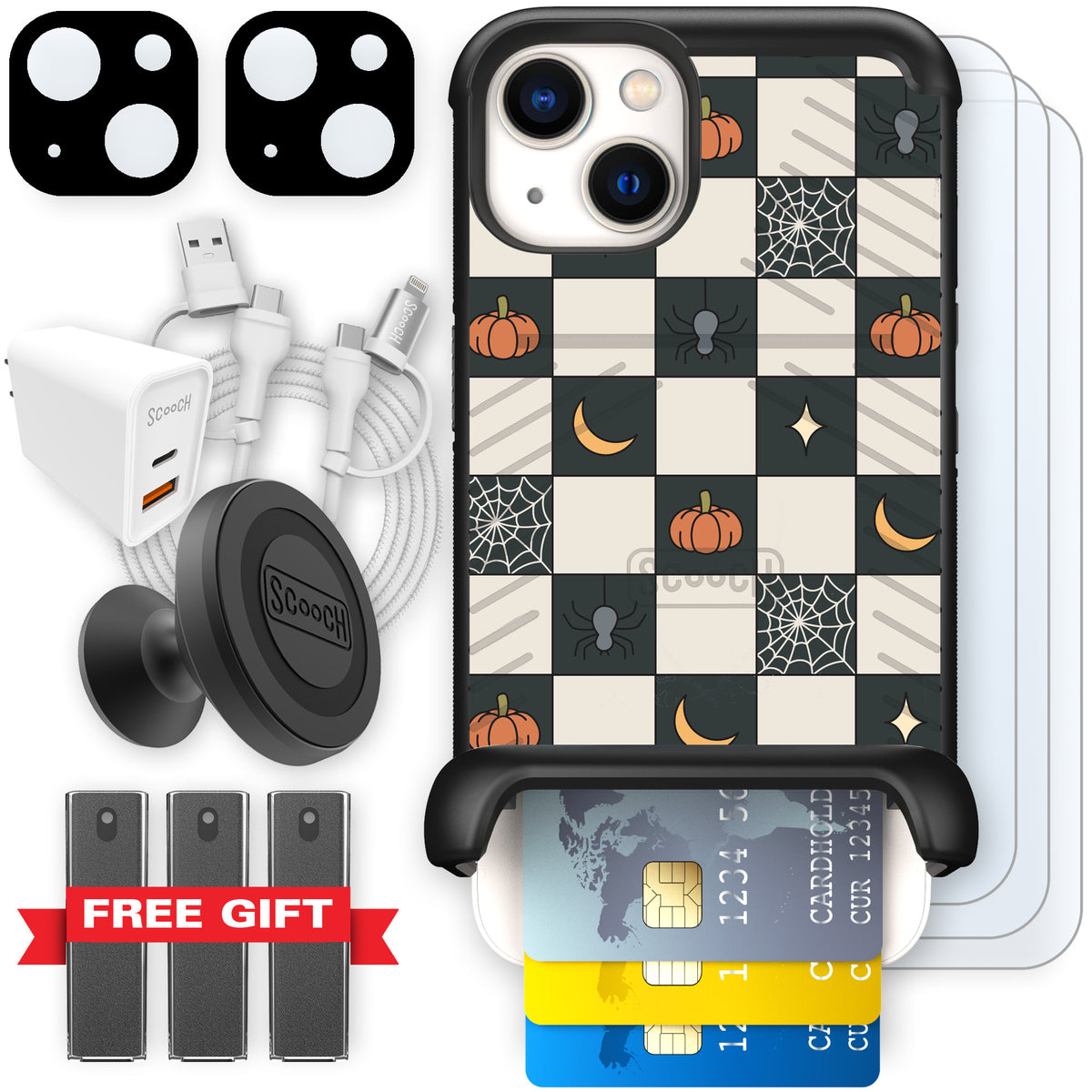 Scooch Wingmate Spooky Squares ultimate bundle featuring the original Spooky Squares print