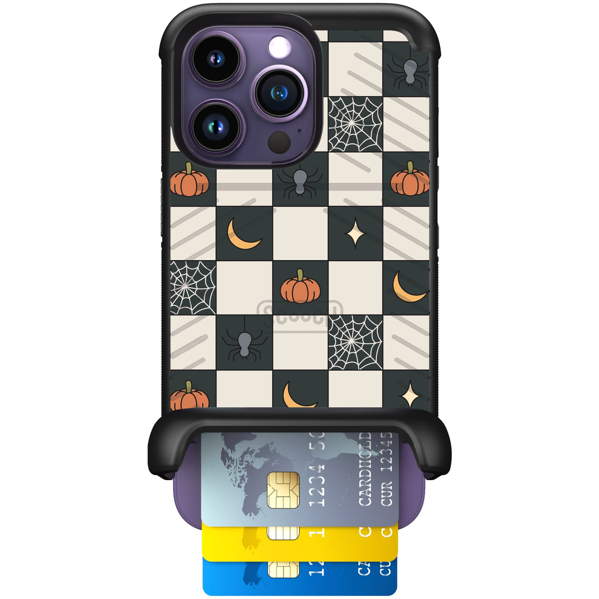 Scooch Wingmate Spooky Squares case featuring the original Spooky Squares print