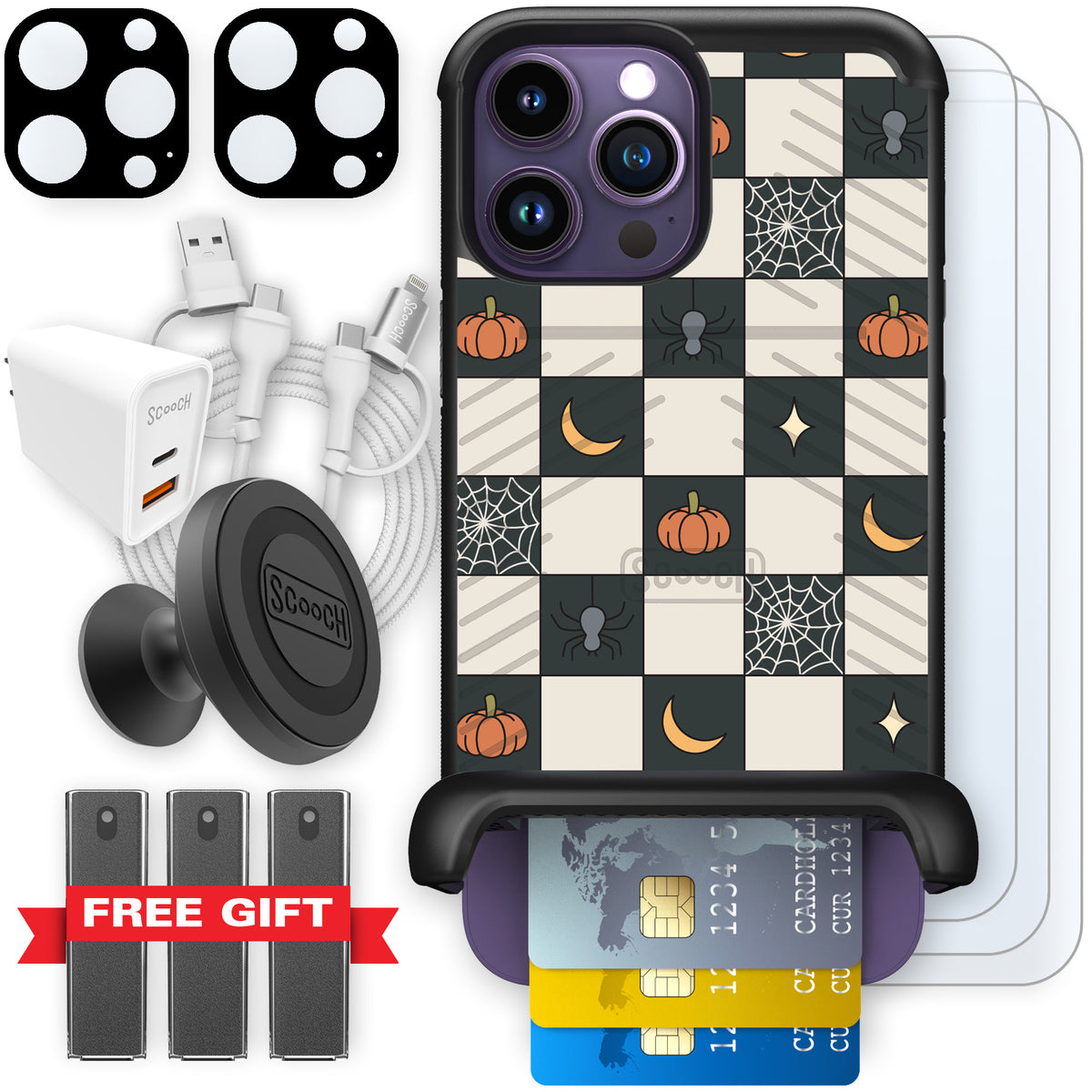 Scooch Wingmate Spooky Squares ultimate bundle featuring the original Spooky Squares print