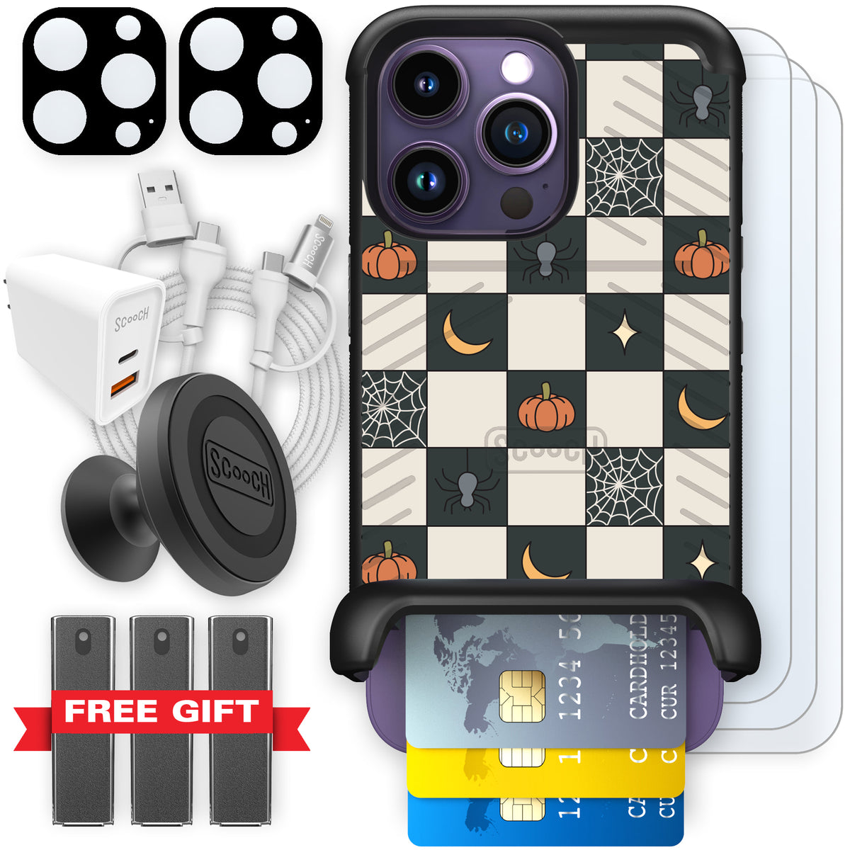 Scooch Wingmate Spooky Squares ultimate bundle featuring the original Spooky Squares print