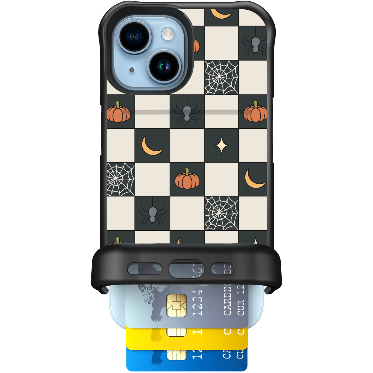 Scooch Wingmate Spooky Squares case featuring the original Spooky Squares print
