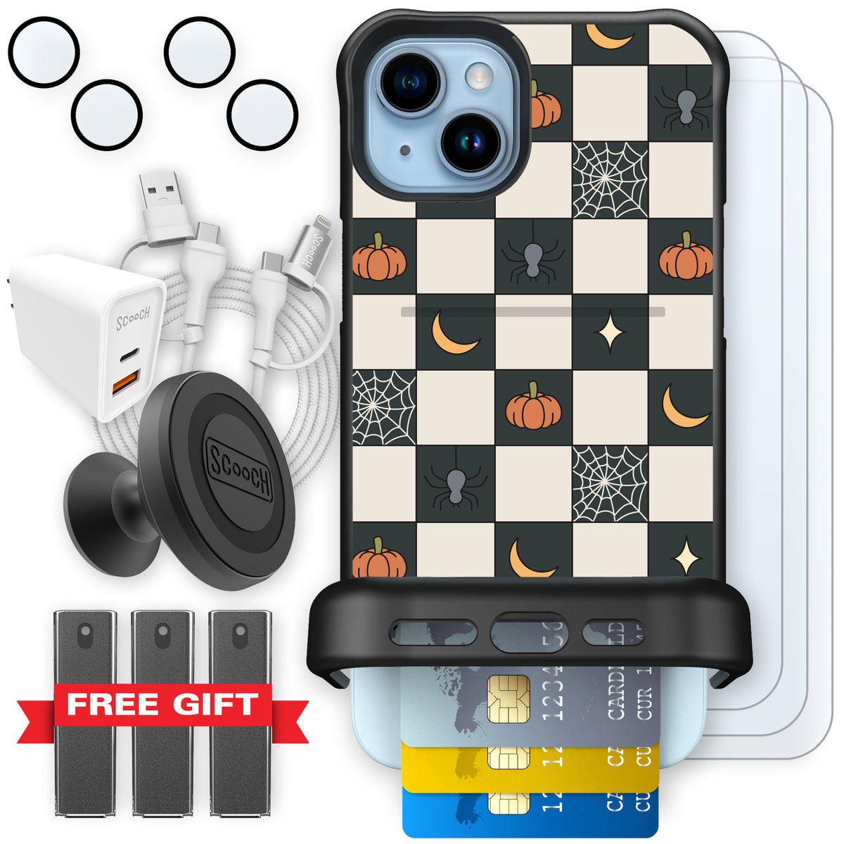 Scooch Wingmate Spooky Squares ultimate bundle featuring the original Spooky Squares print