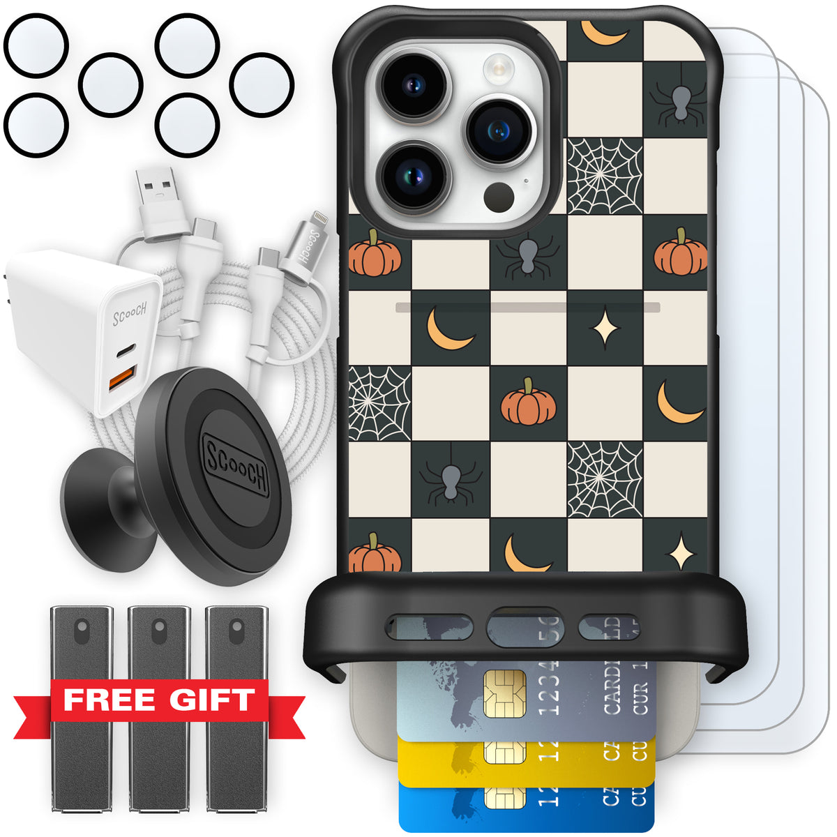 Scooch Wingmate Spooky Squares ultimate bundle featuring the original Spooky Squares print