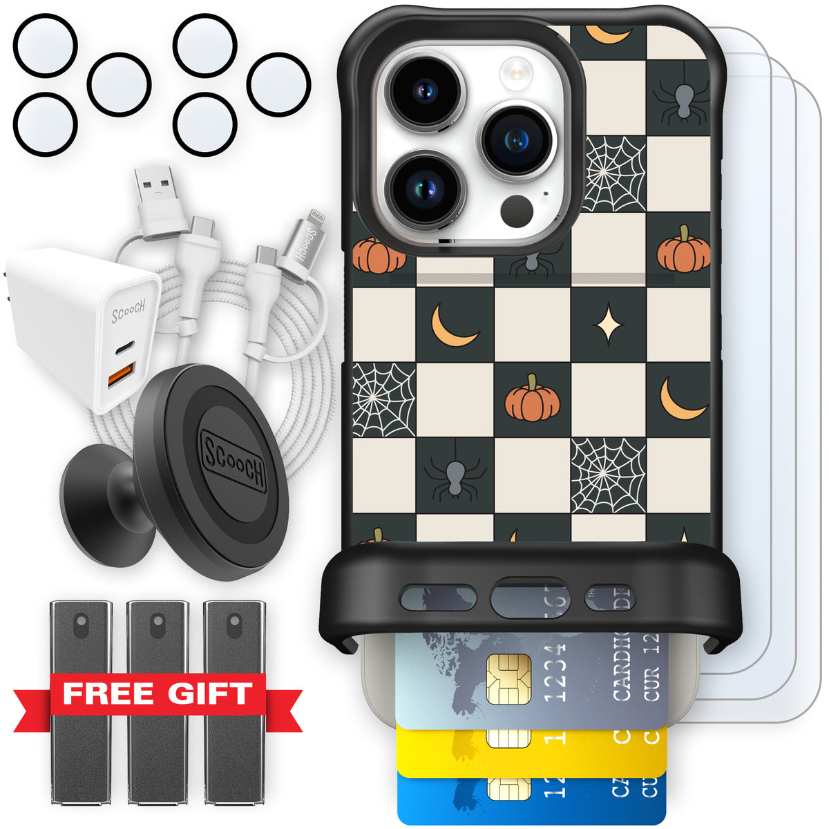 Scooch Wingmate Spooky Squares ultimate bundle featuring the original Spooky Squares print