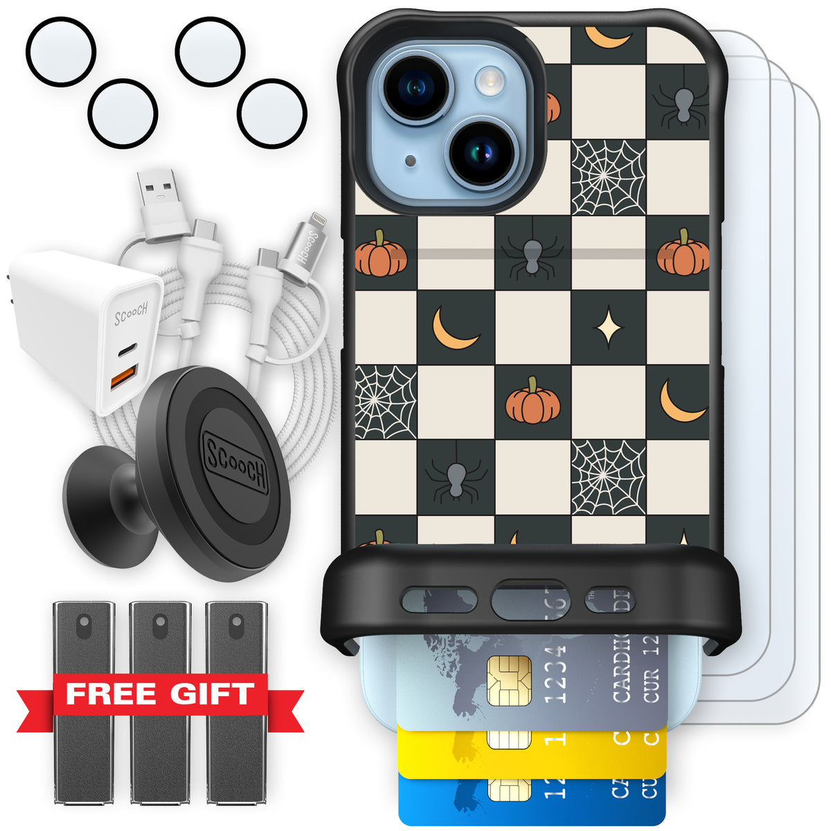 Scooch Wingmate Spooky Squares ultimate bundle featuring the original Spooky Squares print