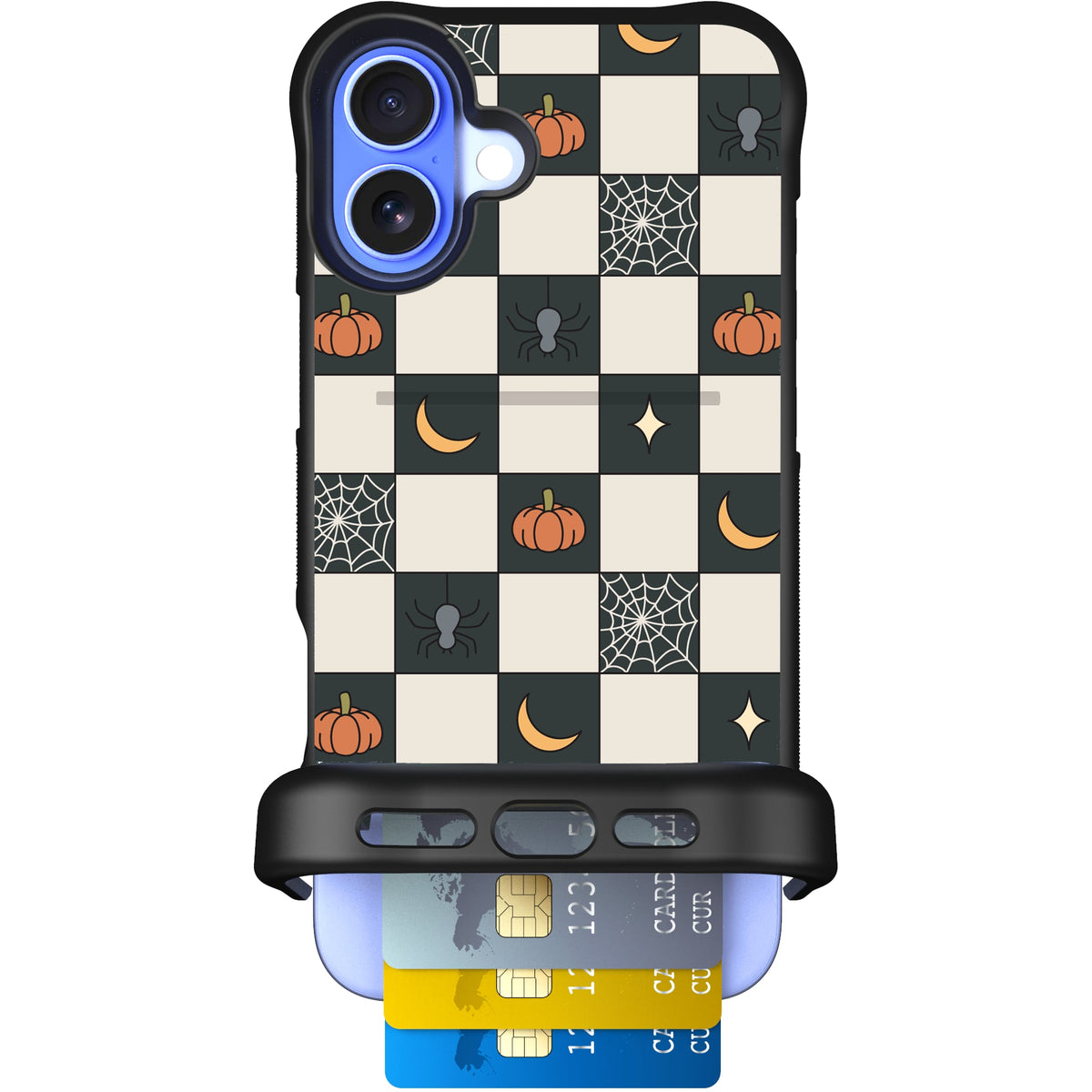 Scooch Wingmate Spooky Squares case featuring the original Spooky Squares print