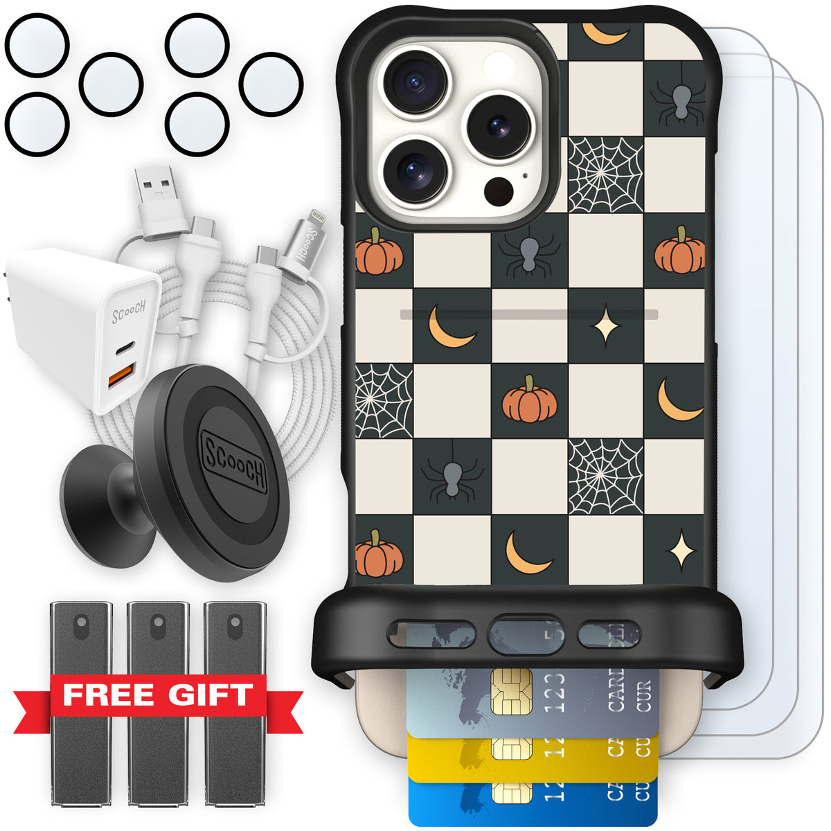 Scooch Wingmate Spooky Squares ultimate bundle featuring the original Spooky Squares print