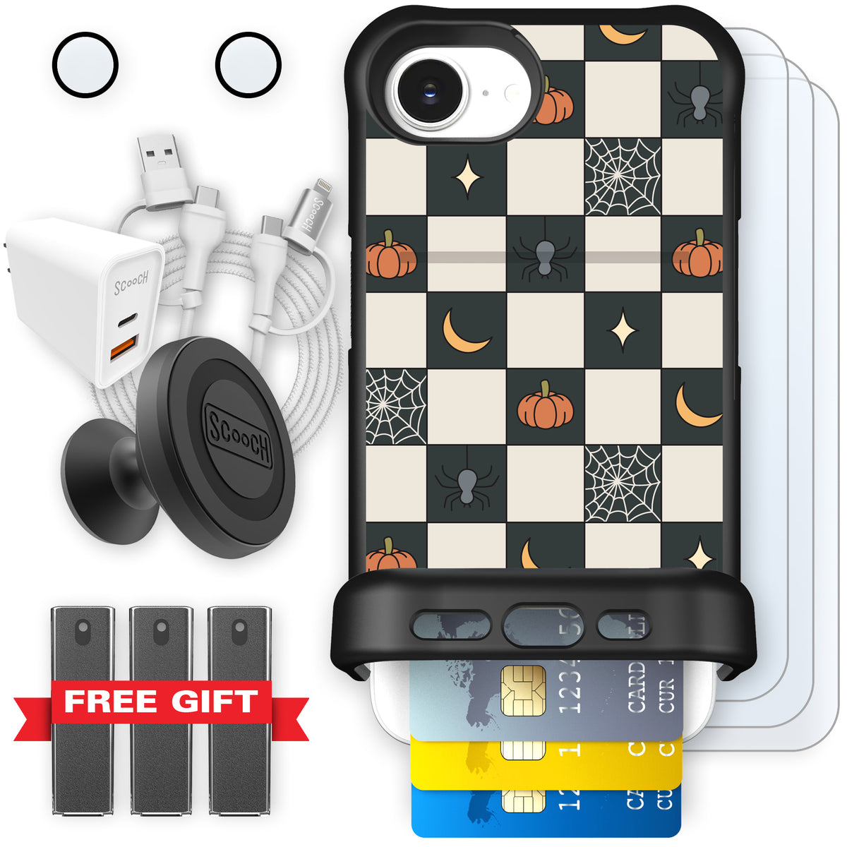 Scooch Wingmate Spooky Squares ultimate bundle featuring the original Spooky Squares print