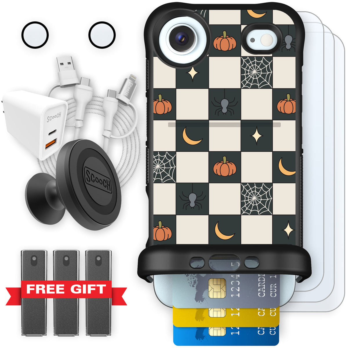 Scooch Wingmate Spooky Squares ultimate bundle featuring the original Spooky Squares print
