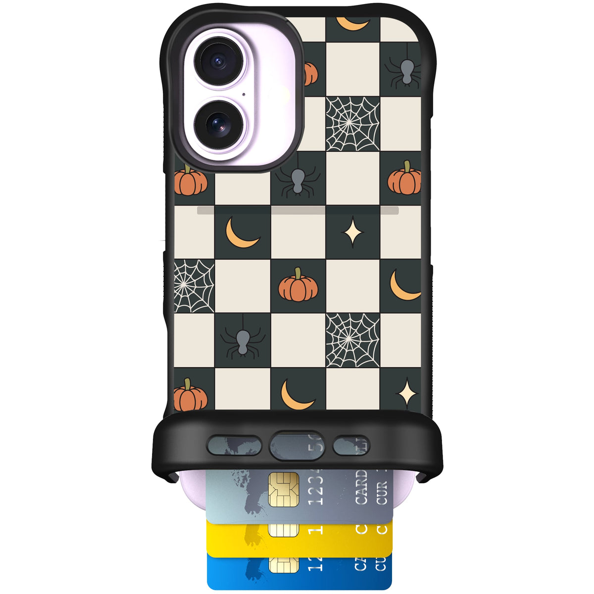 Scooch Wingmate Spooky Squares case featuring the original Spooky Squares print