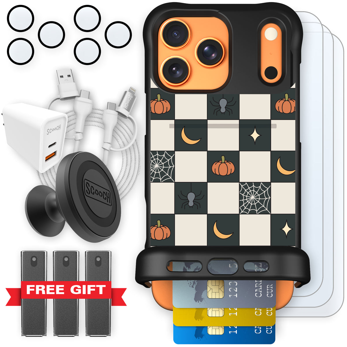 Scooch Wingmate Spooky Squares ultimate bundle featuring the original Spooky Squares print