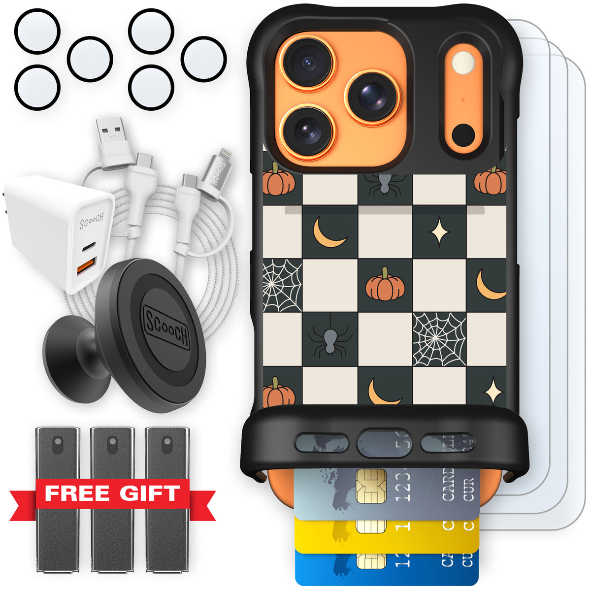 Scooch Wingmate Spooky Squares ultimate bundle featuring the original Spooky Squares print