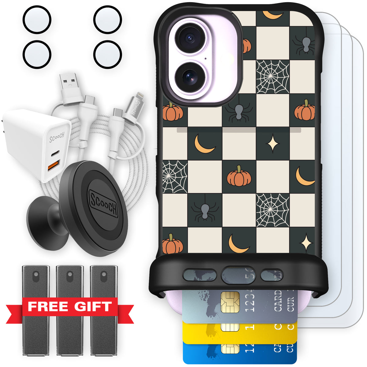 Scooch Wingmate Spooky Squares ultimate bundle featuring the original Spooky Squares print