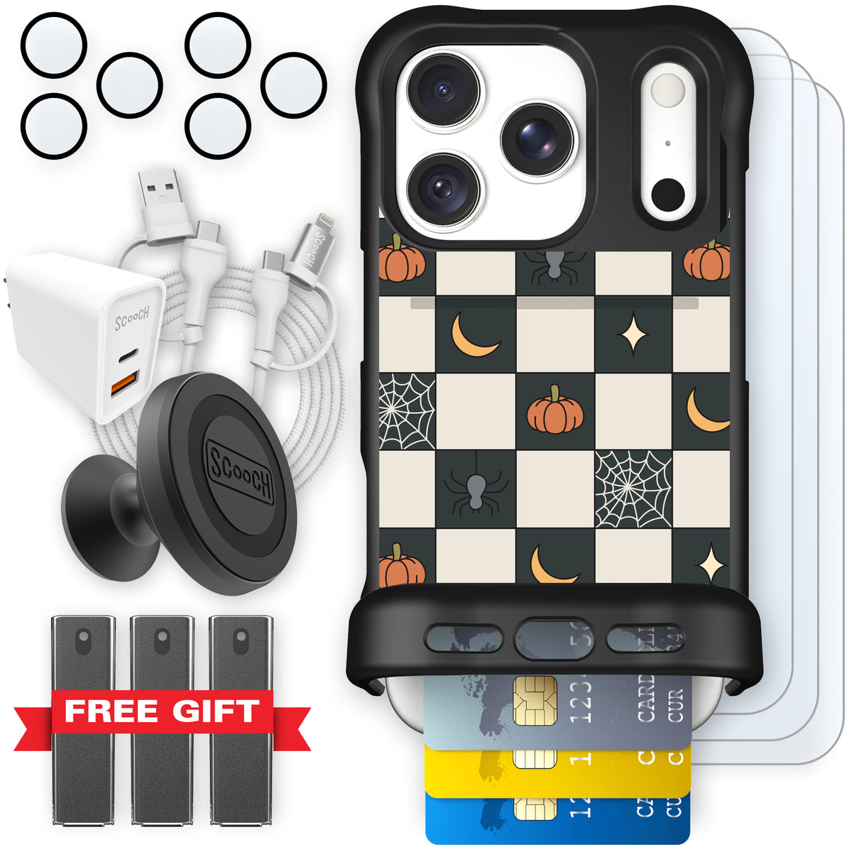 Scooch Wingmate Spooky Squares ultimate bundle featuring the original Spooky Squares print