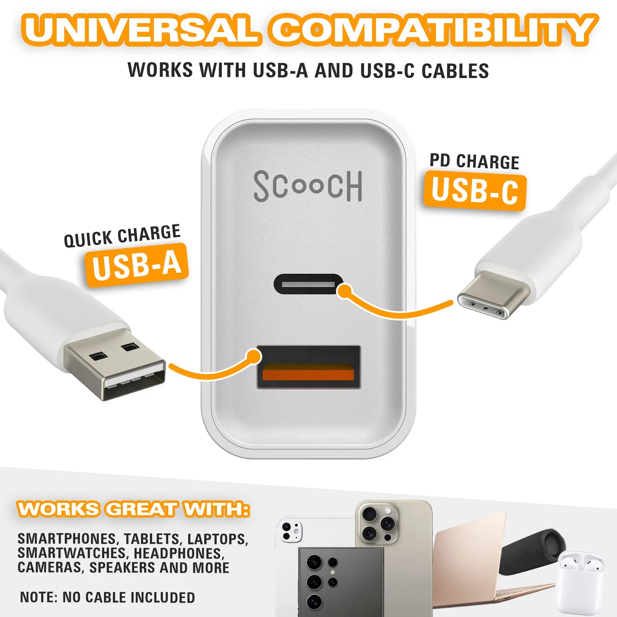 Scooch-20W Fast Charger with USB-A and USB-C Ports-