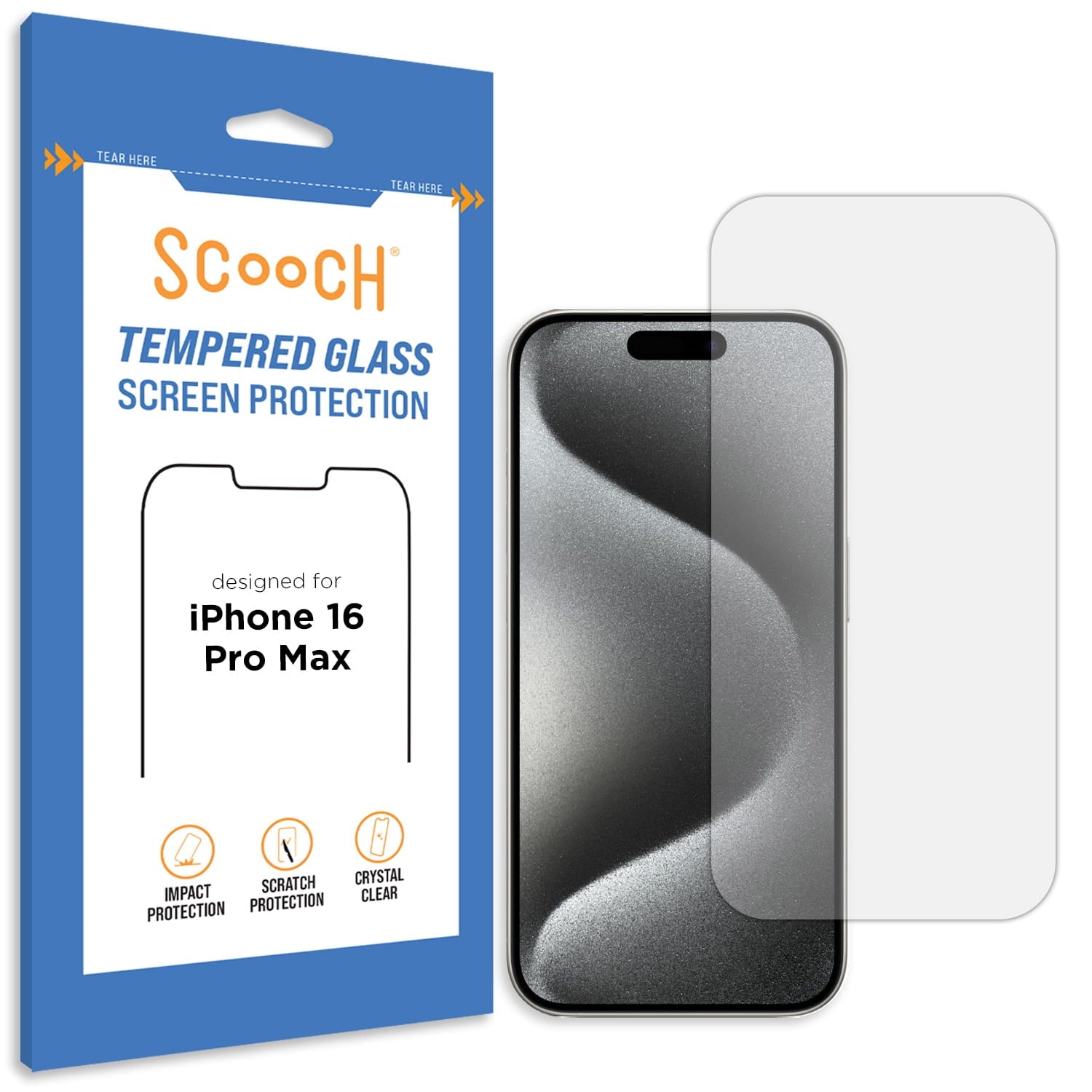 Scooch Glass screen protector for iPhone 16 Pro Max